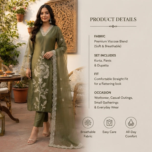 Olive Bloom Suit Set