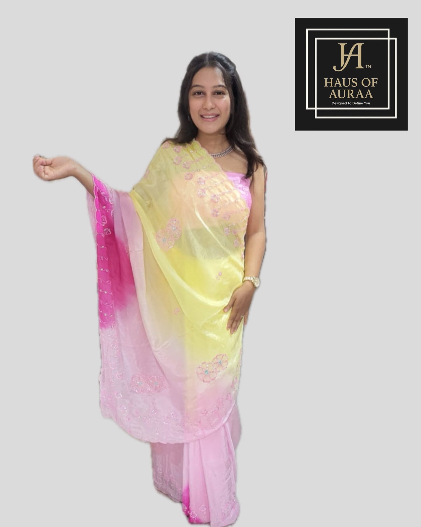 Lemon Pink Dream Saree