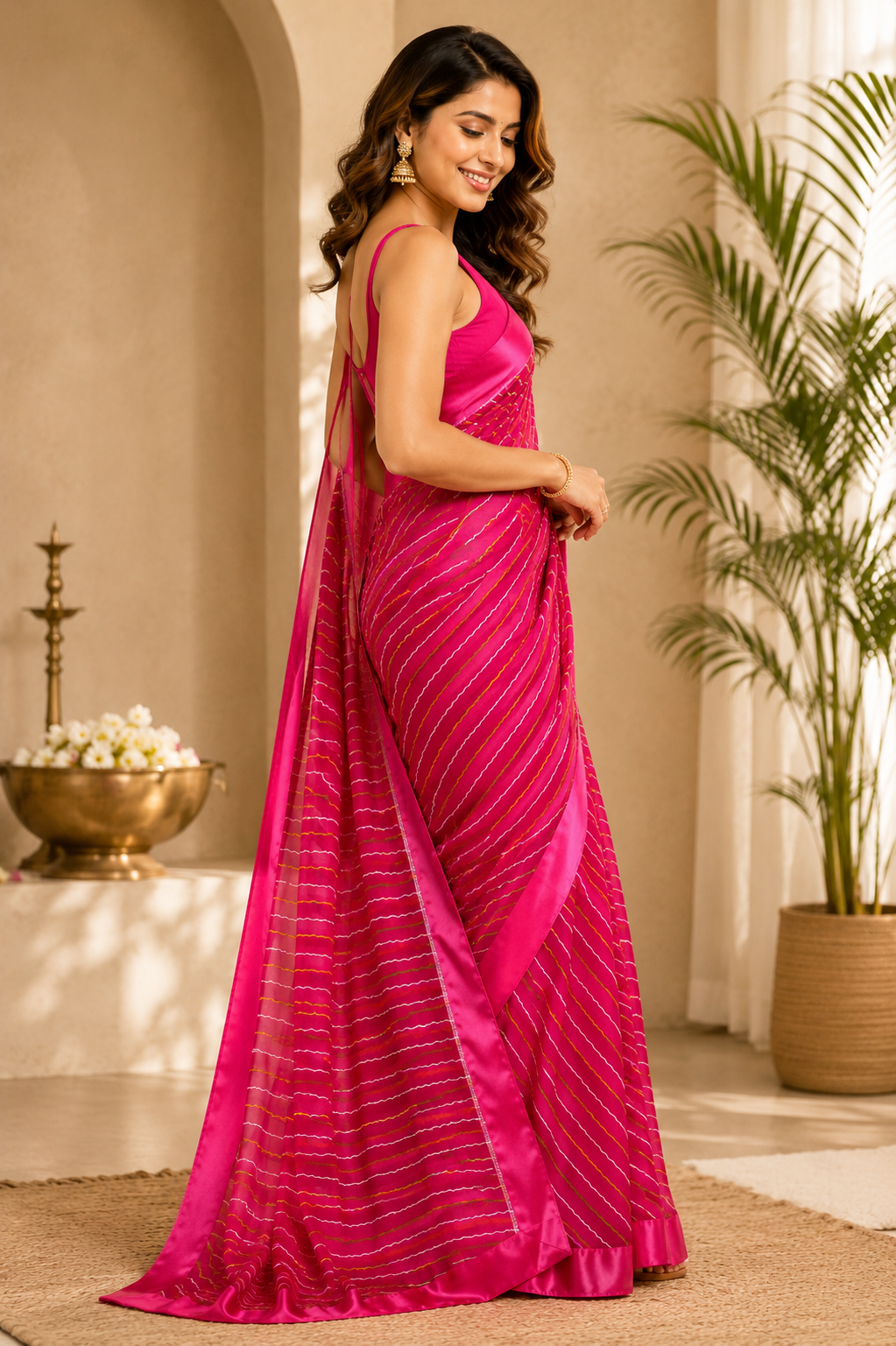 Leheriya Radiance Stripe Saree