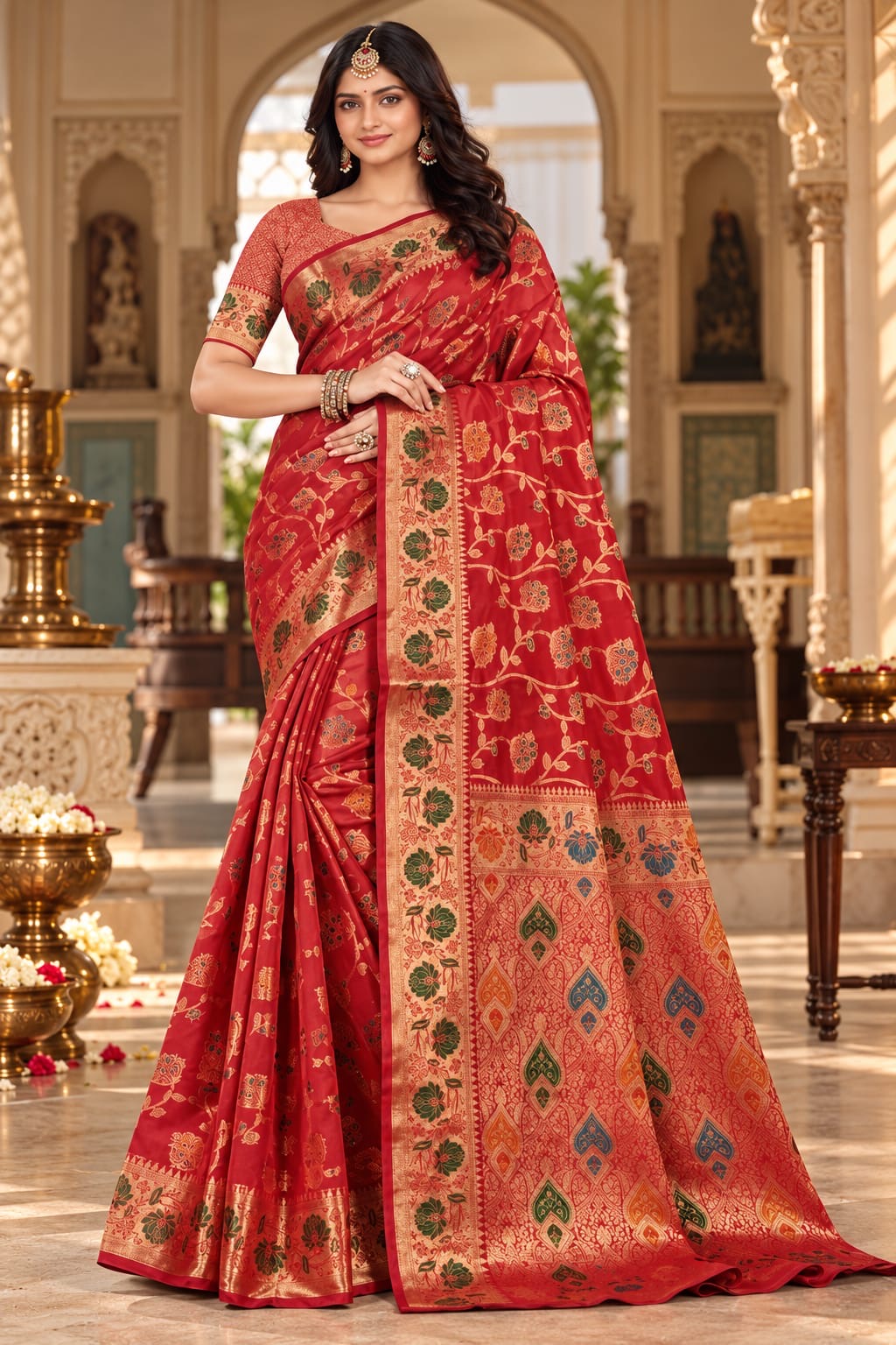 Royal Heritage Floral Brocade Saree