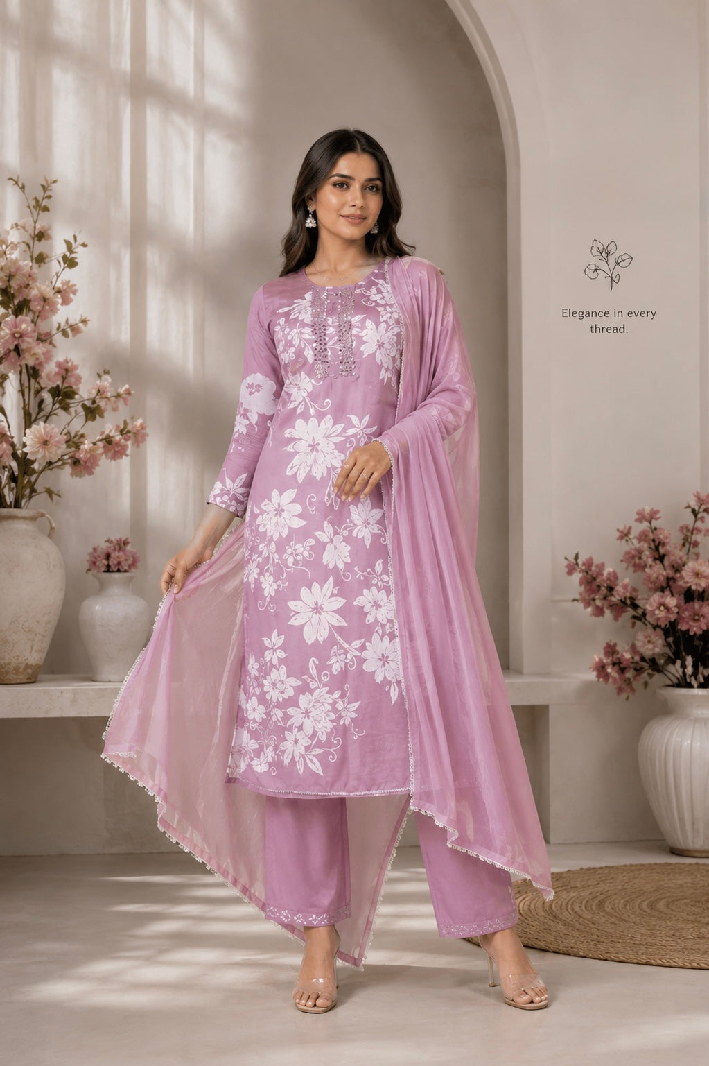Lilac Fleur Kurta Set