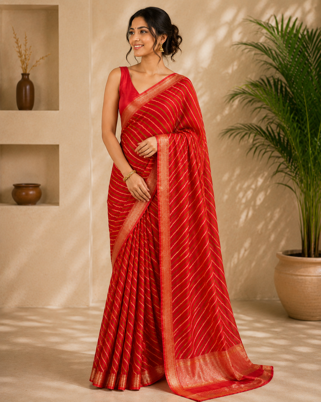 Classic Leheriya Stripe Saree