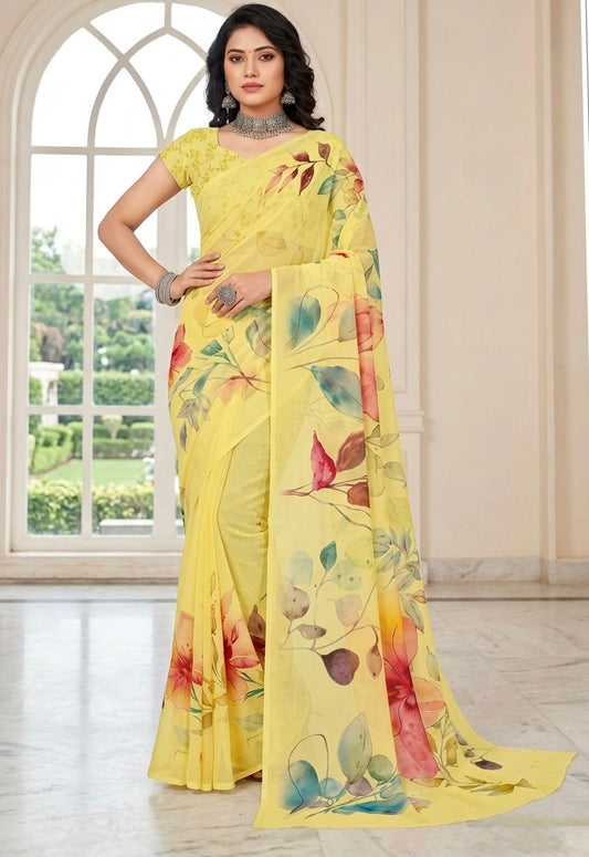 Vasanta Bloom Floral Chiffon Saree