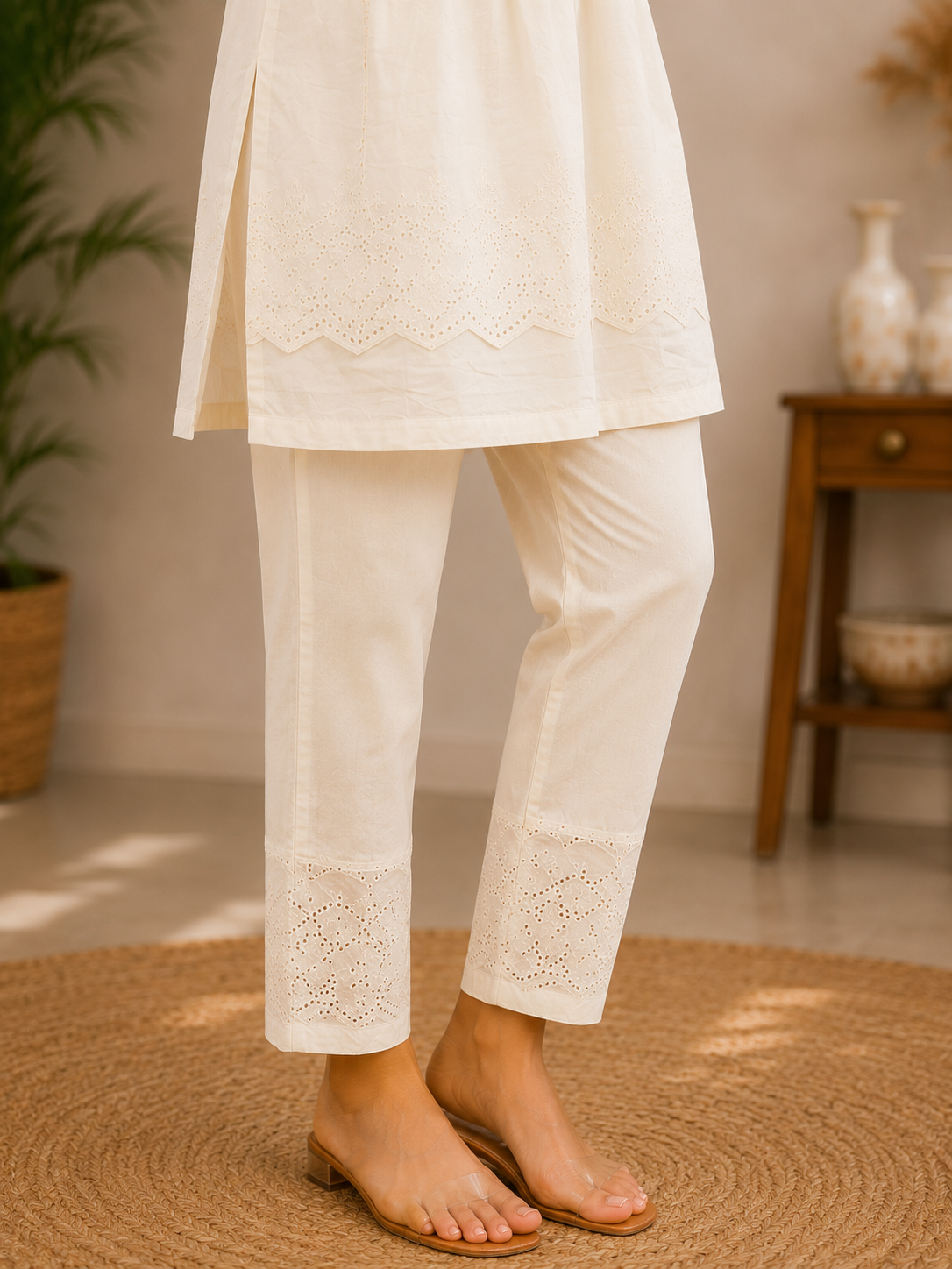 Ivory Blossom Embroidered Co-Ord Set