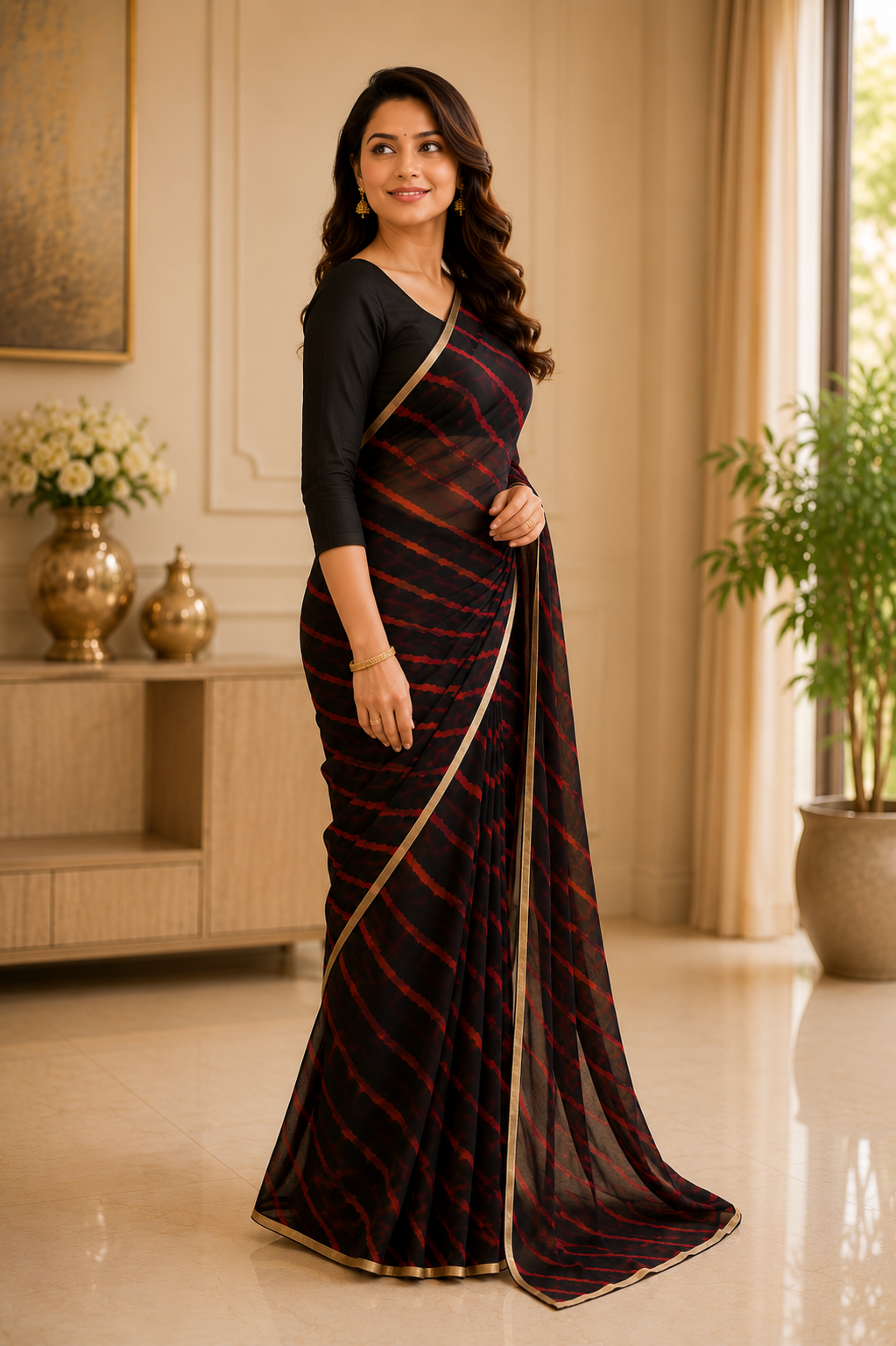 Midnight Leheriya Grace Saree