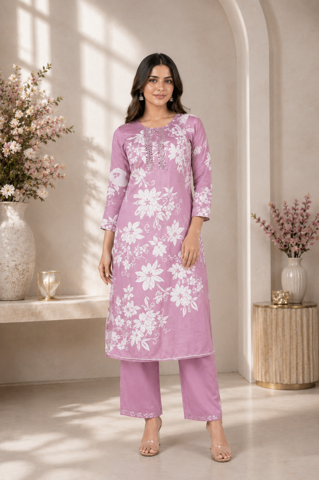 Lilac Fleur Kurta Set