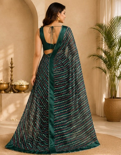 Leheriya Radiance Stripe Saree