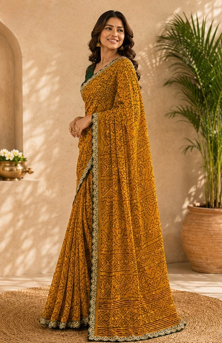 Kesari Heritage Bhandej Handloom Saree