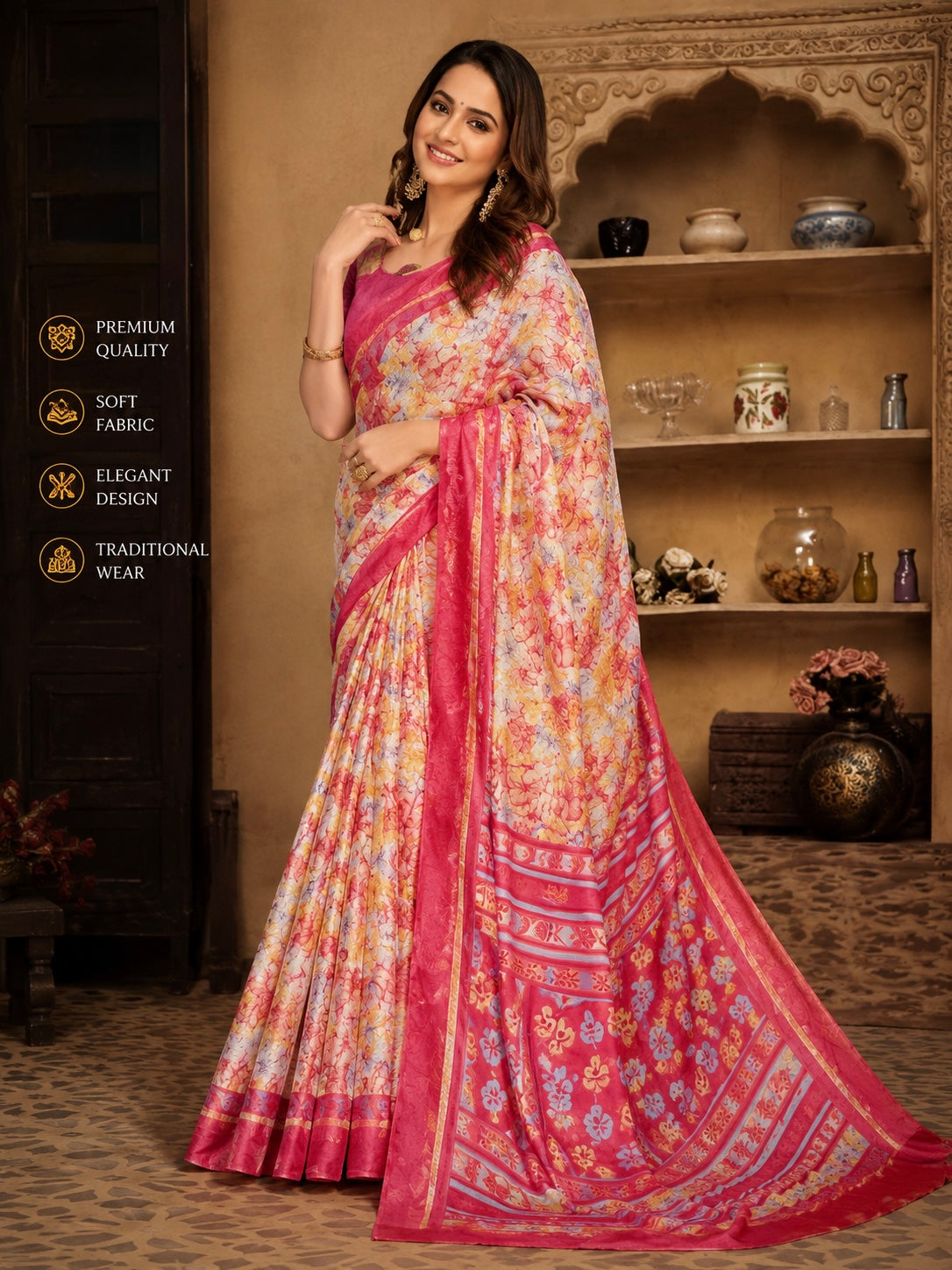 Floral Bloom Printed Saree