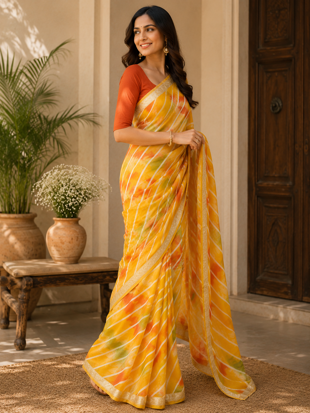 Sunshine Leheriya Soft Chiffon Saree