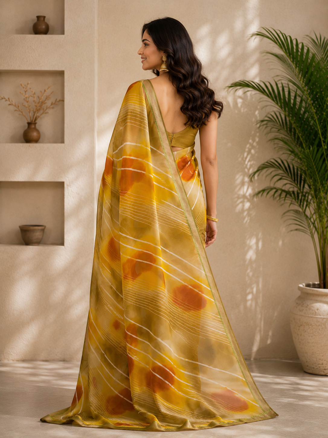 Abstract Leheriya Printed Saree
