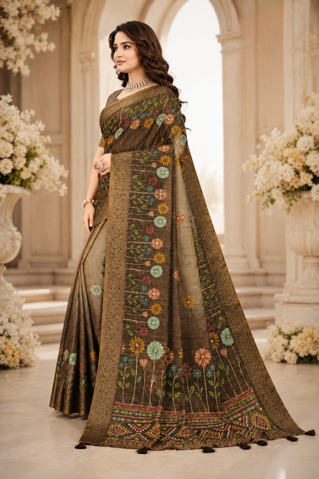 Earthsong Bloom Heritage Saree