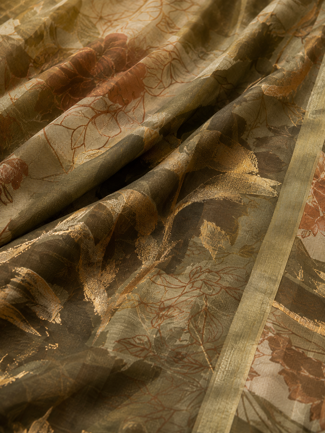 Olive Mist Floral Saree