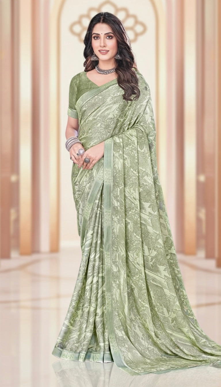 Floral Brocade Saree with Elegant All-Over Weave