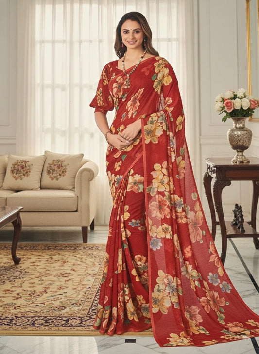 Crimson Garden Printed Saree