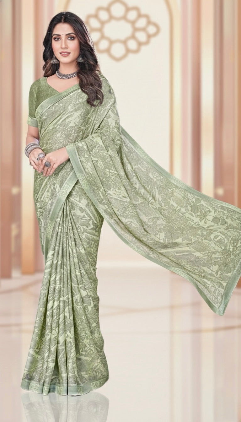 Floral Brocade Saree with Elegant All-Over Weave