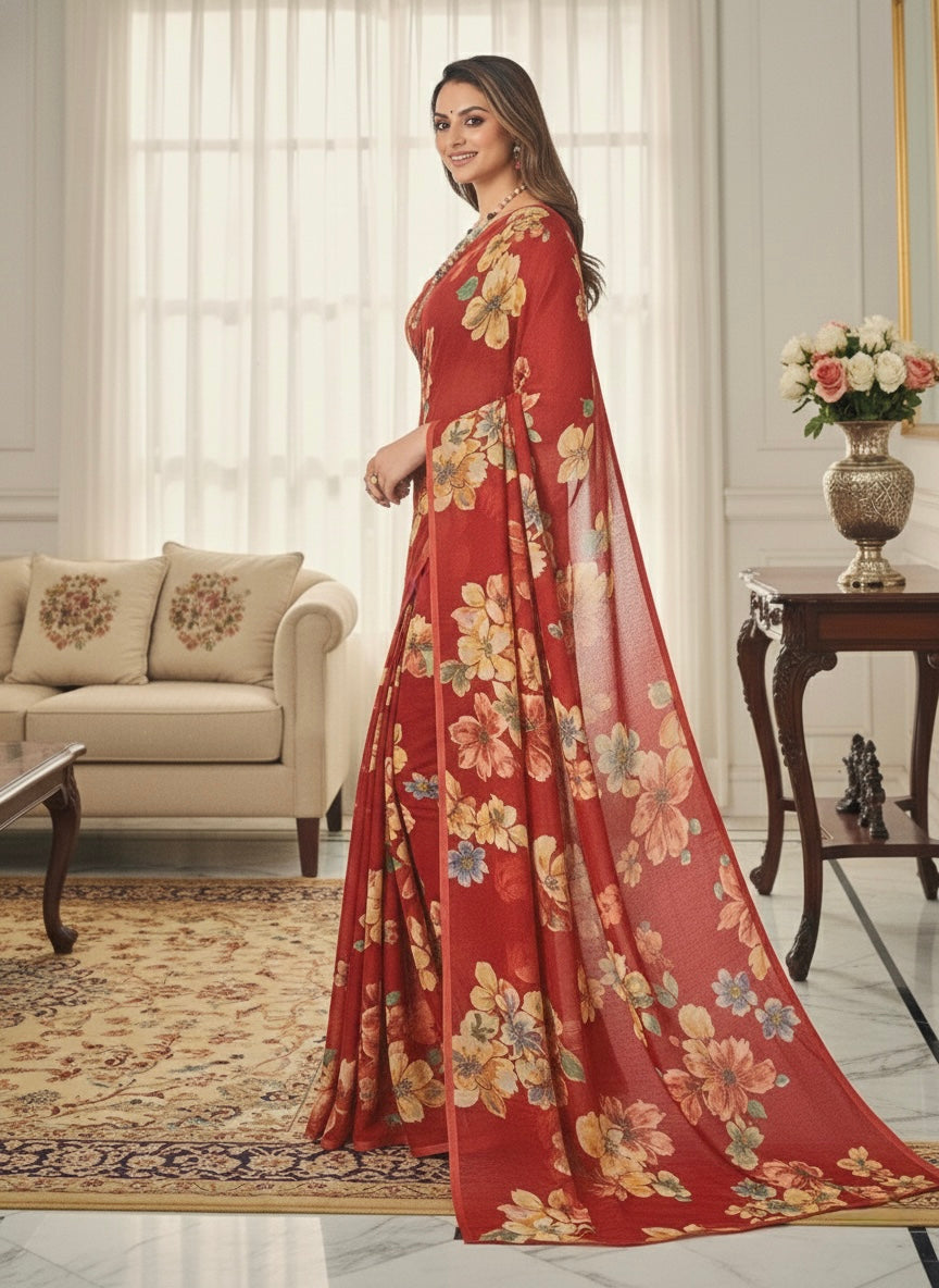 Crimson Garden Printed Saree