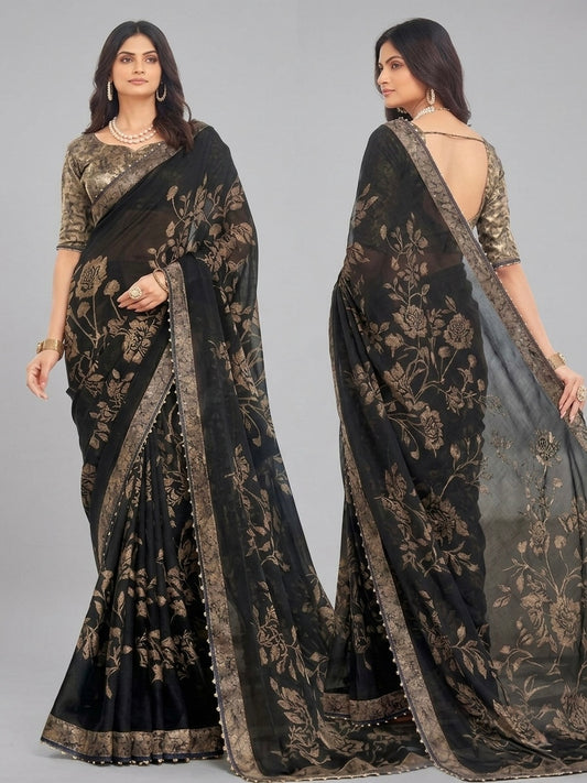 Noir Gulbahar Floral Synthetic Saree
