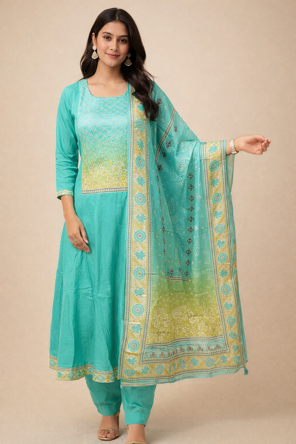Aqua Grace Anarkali Set